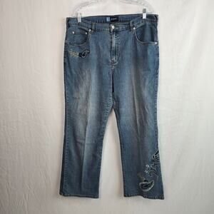 Avenue Blues Wide Leg Jeans Women's 18 Blue Medium Wash Embroidered